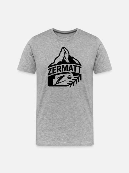 Zermatt Matterhorn Silhouette - T-shirt bio Premium Homme - gris chiné