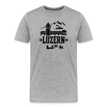 Monument de Lucerne – Chapel Bridge & Water Tower - T-shirt bio Premium Homme - gris chiné - Devant - Damien (186cm)