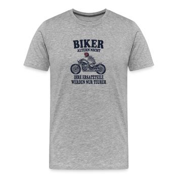 Biker altern nicht Motorrad Spruch - Männer Premium Bio T-Shirt - Grau meliert - Vorne - Damien (186cm)