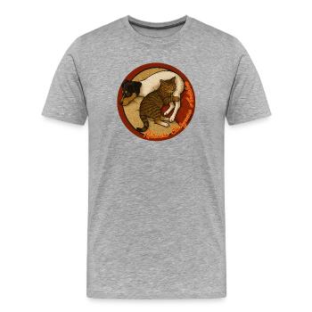 Bodeguero_Katze - Männer Premium Bio T-Shirt - Grau meliert - Vorne - Damien (186cm)
