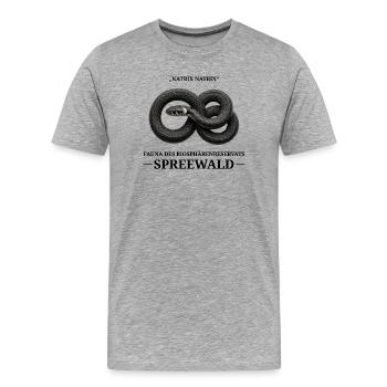 Spreewald Ringelnatter – Vintage Biologie Stil - Männer Premium Bio T-Shirt - Grau meliert - Vorne - Damien (186cm)