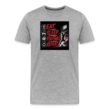 Mange Sommeil Football Répétition - T-shirt bio Premium Homme - gris chiné - Devant - Damien (186cm)