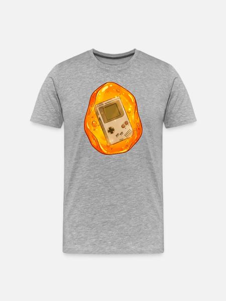 Game Boy versunken in Bernstein - Männer Premium Bio T-Shirt - Grau meliert