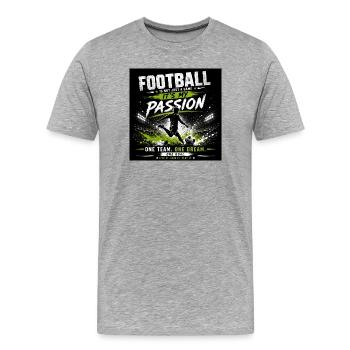 Passion du football – mon rêve d’équipe - T-shirt bio Premium Homme - gris chiné - Devant - Damien (186cm)
