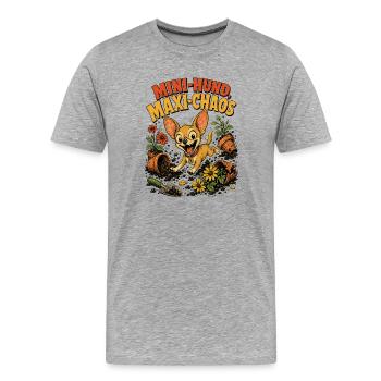 Hund Maxi Chaos Chihuahua - Männer Premium Bio T-Shirt - Grau meliert - Vorne - Damien (186cm)