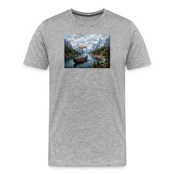 Wikinger-Langschiff - Männer Premium Bio T-Shirt - Grau meliert - Vorne - Damien (186cm)