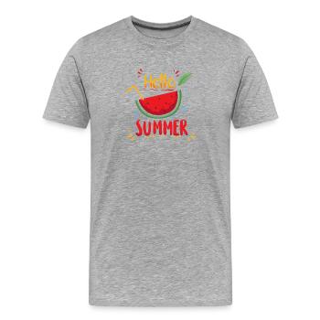 Bonjour illustration de pastèque d’été - T-shirt bio Premium Homme - gris chiné - Devant - Damien (186cm)