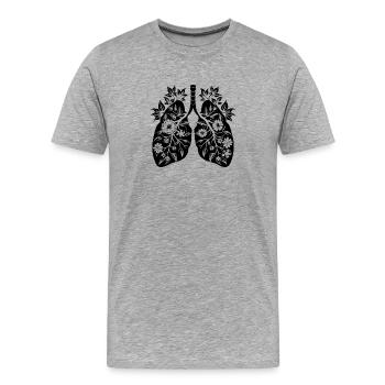 Floral Lungs - Men's Premium Organic T-Shirt - heather grey - Front - Damien (186cm)