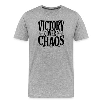 Victoire sur le chaos - T-shirt bio Premium Homme - gris chiné - Devant - Damien (186cm)