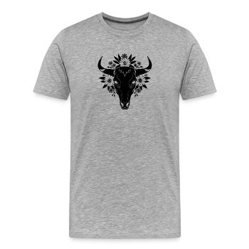 Crâne de vache florale - T-shirt bio Premium Homme - gris chiné - Devant - Damien (186cm)