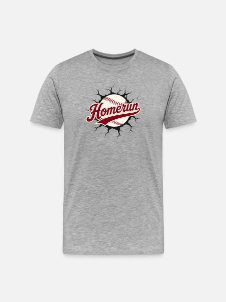 Retro-Homerun-Baseball-Platz-Wand-Sportkunst - Männer Premium Bio T-Shirt - Grau meliert