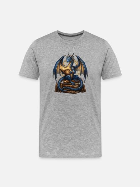 Lecture du Dragon Bleu - T-shirt bio Premium Homme - gris chiné