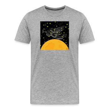 Trompette d’ange sur la lune - T-shirt bio Premium Homme - gris chiné - Devant - Damien (186cm)