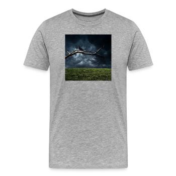 Branche de minuit avec le Corbeau - T-shirt bio Premium Homme - gris chiné - Devant - Damien (186cm)