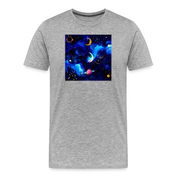 Nébuleuse aquarelle cosmique - T-shirt bio Premium Homme - gris chiné - Devant - Damien (186cm)