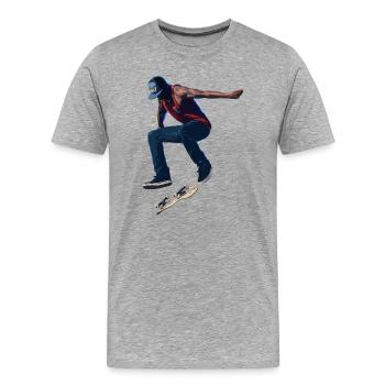 Neon-Skate-Sprung in Urban Burst - Männer Premium Bio T-Shirt - Grau meliert - Vorne - Damien (186cm)