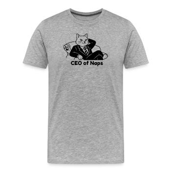 CEO of Naps Katze im Anzug Design - Männer Premium Bio T-Shirt - Grau meliert - Vorne - Damien (186cm)