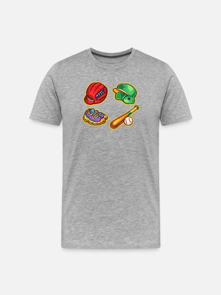 Lebendige Baseballausrüstung-Mischung - Männer Premium Bio T-Shirt - Grau meliert