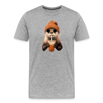 Otter Café glacé Amoureux du café Cool Sea Otter - T-shirt bio Premium Homme - gris chiné - Devant - Damien (186cm)