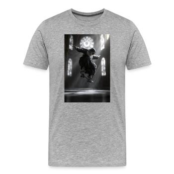 Patineur nocturne de la cathédrale - T-shirt bio Premium Homme - gris chiné - Devant - Damien (186cm)