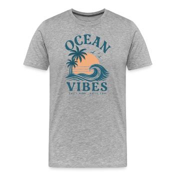 Ambiances océaniques de coucher de soleil - T-shirt bio Premium Homme - gris chiné - Devant - Damien (186cm)