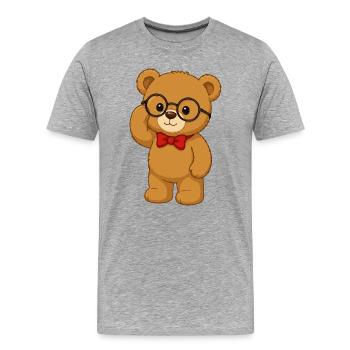 Intelligenter Bär mit Brille und Fliege - Männer Premium Bio T-Shirt - Grau meliert - Vorne - Damien (186cm)
