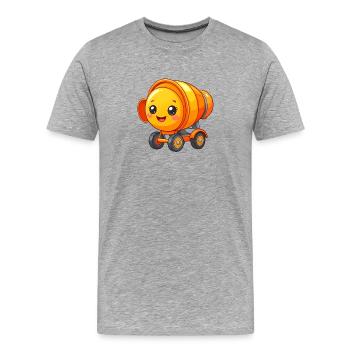 Bétonière Kawaii jaune – Véhicule de chantier mignon - T-shirt bio Premium Homme - gris chiné - Devant - Damien (186cm)