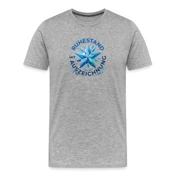 Ruhestand mit Auszeichnung – Design mit blauem Ste - Männer Premium Bio T-Shirt - Grau meliert - Vorne - Damien (186cm)