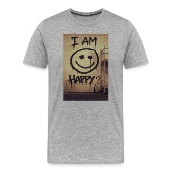 Je suis heureux ? Graffiti - T-shirt bio Premium Homme - gris chiné - Devant - Damien (186cm)