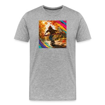 Herbstskate: Leben Rollend Genießen - Männer Premium Bio T-Shirt - Grau meliert - Vorne - Damien (186cm)