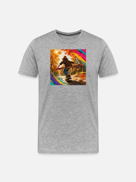 Autumn Skate: Enjoy Life Rolling - Men's Premium Organic T-Shirt - heather grey