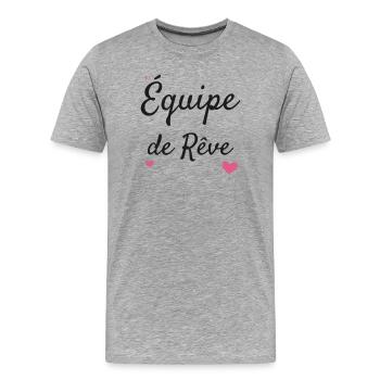 Équipe de Rêve Script Cœur Couple Meilleurs Amis - T-shirt bio Premium Homme - gris chiné - Devant - Damien (186cm)