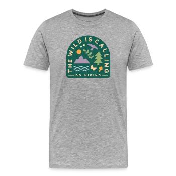 the-wild-is-calling-design - T-shirt bio Premium Homme - gris chiné - Devant - Damien (186cm)