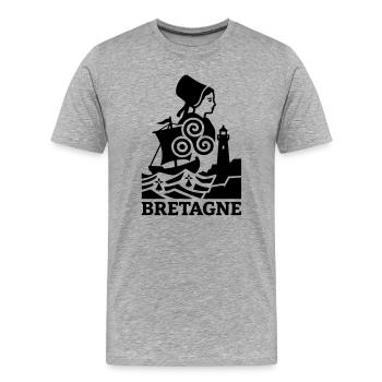 Bretagne – Traditionell Keltisch - Männer Premium Bio T-Shirt - Grau meliert - Vorne - Damien (186cm)