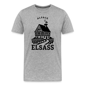 Alsace Alsace Vignobles & Storch - T-shirt bio Premium Homme - gris chiné - Devant - Damien (186cm)