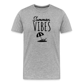 Ambiances estivales pour la plage et les vacances - T-shirt bio Premium Homme - gris chiné - Devant - Damien (186cm)