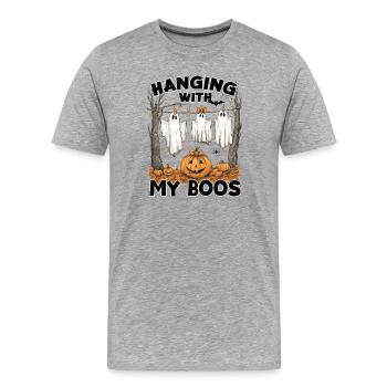Fantômes d’Halloween Mignons Fantômes Halloween Automne - T-shirt bio Premium Homme - gris chiné - Devant - Damien (186cm)
