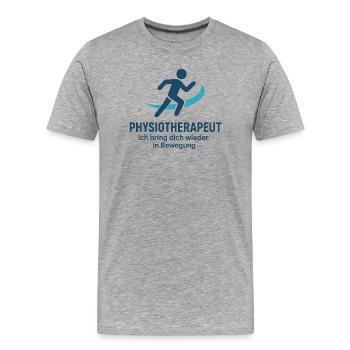 Bewegungstherapie Logo - Männer Premium Bio T-Shirt - Grau meliert - Vorne - Damien (186cm)