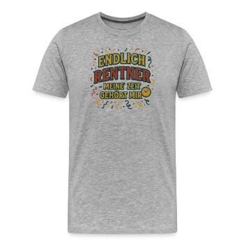 Endlich Rentner – Meine Zeit gehört mir - Männer Premium Bio T-Shirt - Grau meliert - Vorne - Damien (186cm)