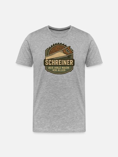 Schreiner Spruch Holzliebe Shirt - Männer Premium Bio T-Shirt - Grau meliert
