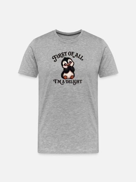 Cute Penguin Cartoon Halloween Fun - Men's Premium Organic T-Shirt - heather grey
