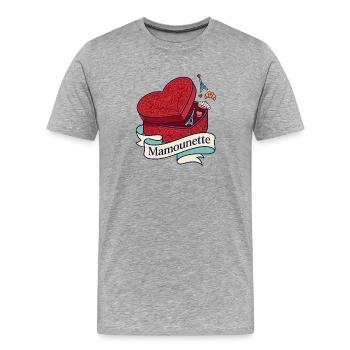 Mamounette Boîte Cœur Paris Maman - T-shirt bio Premium Homme - gris chiné - Devant - Damien (186cm)
