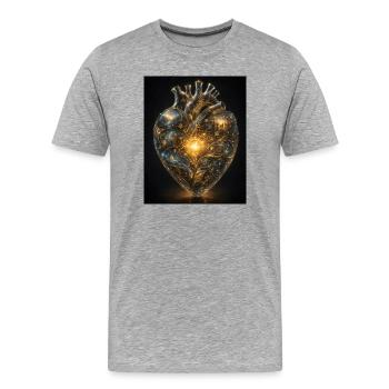 Le cœur du réseautage - T-shirt bio Premium Homme - gris chiné - Devant - Damien (186cm)