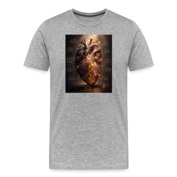 Leuchtendes Blütenherz – Bruch und Heilung - Männer Premium Bio T-Shirt - Grau meliert - Vorne - Damien (186cm)