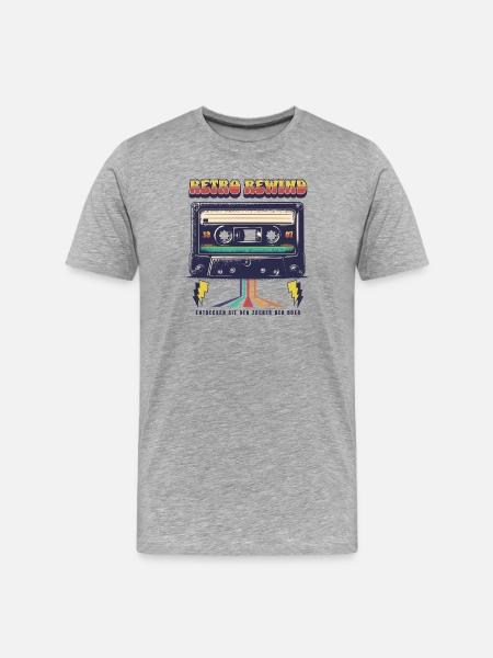 Retro Rewind – 80er Jahre Kassette - Männer Premium Bio T-Shirt - Grau meliert