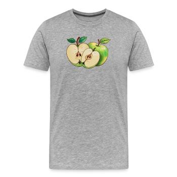 Motif de fruits coupés en demi-pomme verte - T-shirt bio Premium Homme - gris chiné - Devant - Damien (186cm)