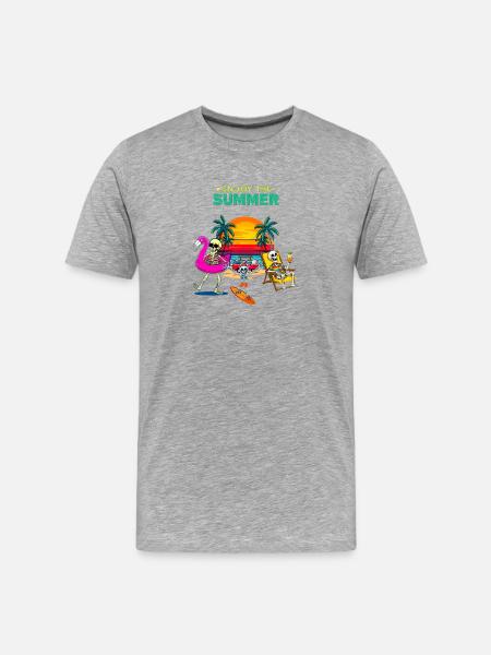 Sommer-Skelettparty am Meer - Männer Premium Bio T-Shirt - Grau meliert