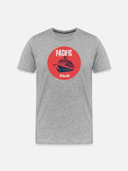 Pazifikkreuzfahrt-Retro-Schiff - Männer Premium Bio T-Shirt - Grau meliert