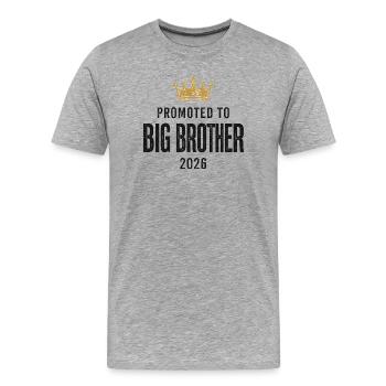 PROMU EN BIG BROTHER 2026 - T-shirt bio Premium Homme - gris chiné - Devant - Damien (186cm)