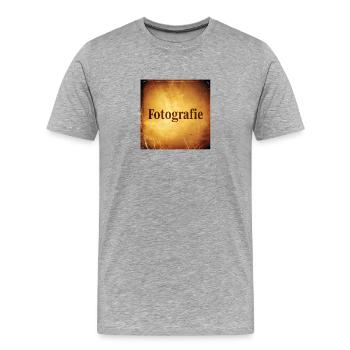 Fotografie – Vintage-Design in Braun & Beige - Männer Premium Bio T-Shirt - Grau meliert - Vorne - Damien (186cm)